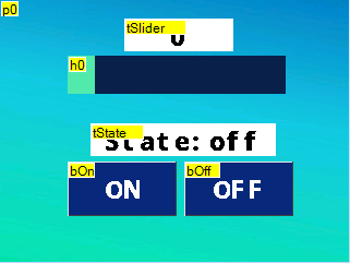 Страница 0 проекта Nextion -- кнопки, метки и ползунок