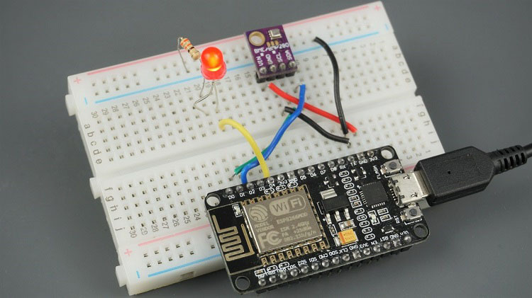 ESP8266 NodeMCU BME280 датчик температуры влажности давления светодиод схема