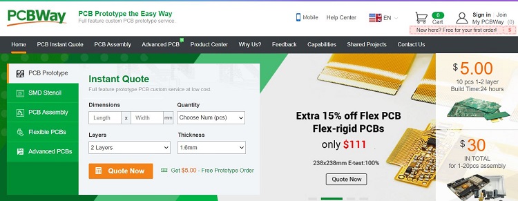 Заказ печатных плат на PCBWay