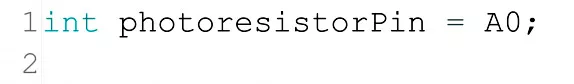 Переменная photoresistorPin