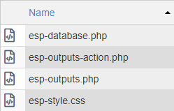 Созданные PHP-файлы для панели управления GPIO