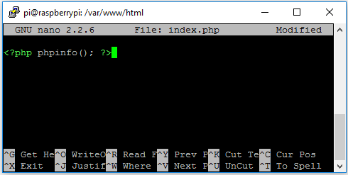 Содержимое файла index.php — phpinfo()
