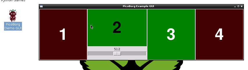 Графический интерфейс управления моторами PicoBorg Demo GUI