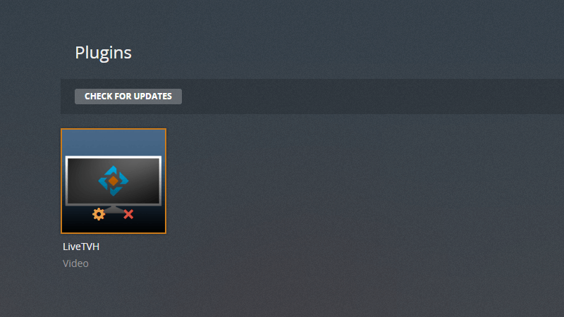 Шестерёнка настроек плагина Plex LiveTVH