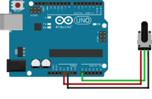 Схема подключения потенциометра к Arduino