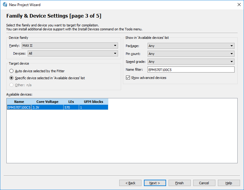Proj Wizard p3 chip selecting