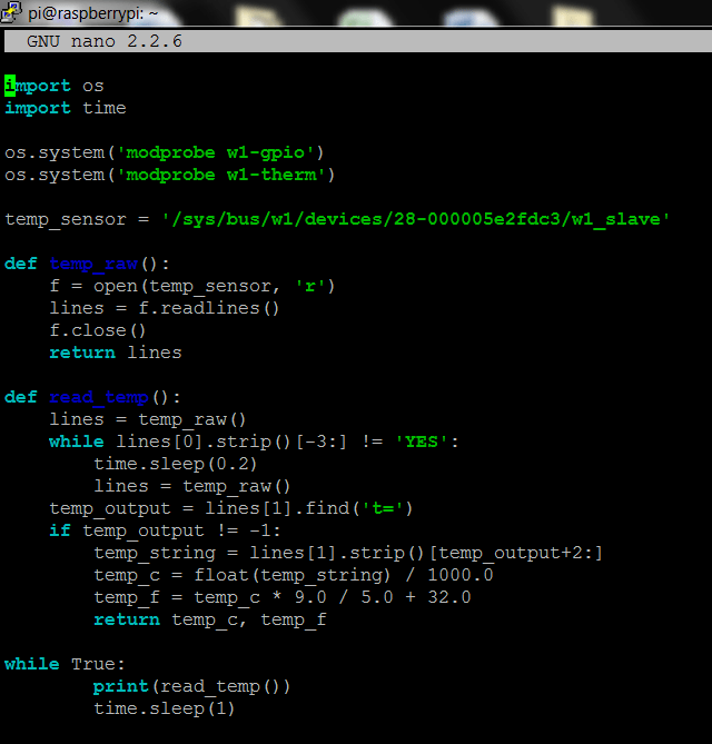 Программа на Python для чтения DS18B20+