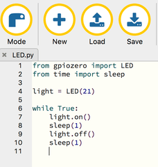 Программа Python для мигания светодиодом на GPIO 21