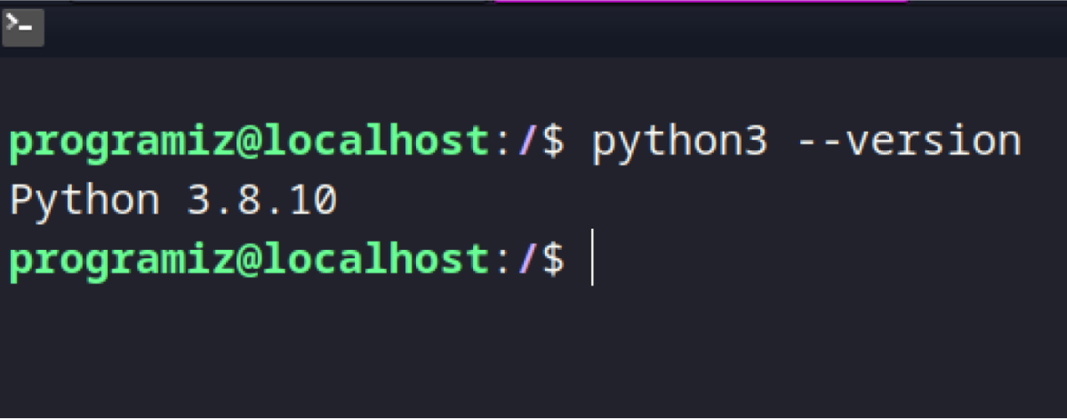 Проверка установки Python для Linux