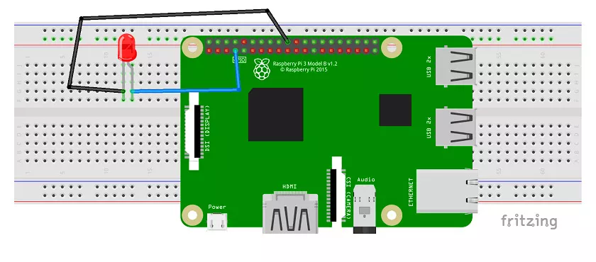 Схема подключения светодиода к Raspberry Pi
