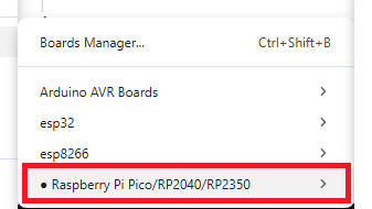 Варианты плат Raspberry Pi Pico в Arduino IDE 2