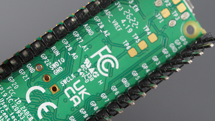 Raspberry Pi Pico — подписи выводов на задней стороне