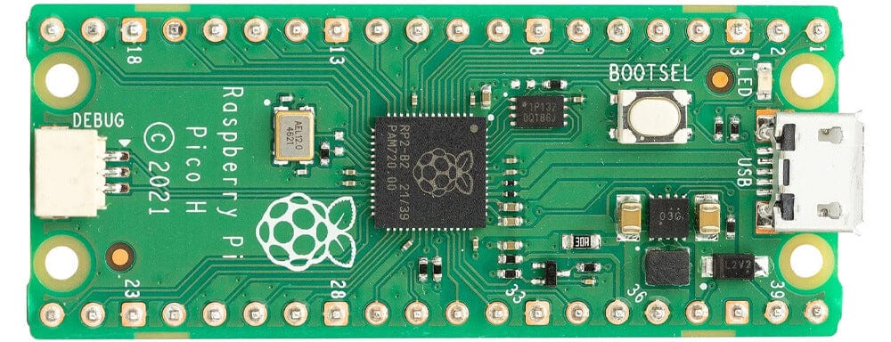 Raspberry Pi Pico H — вид сбоку