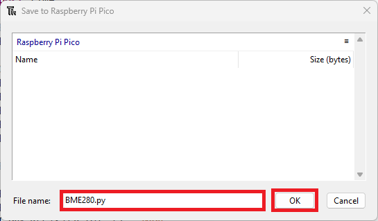 Сохранение библиотеки BME280 на Raspberry Pi Pico в Thonny IDE