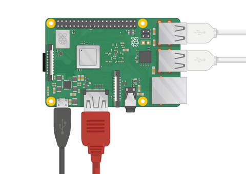 Raspberry Pi с подключёнными устройствами