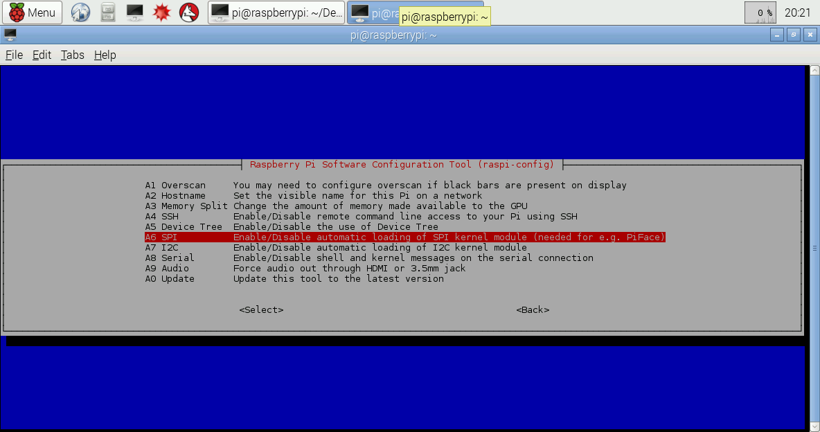 raspi-config — включение SPI
