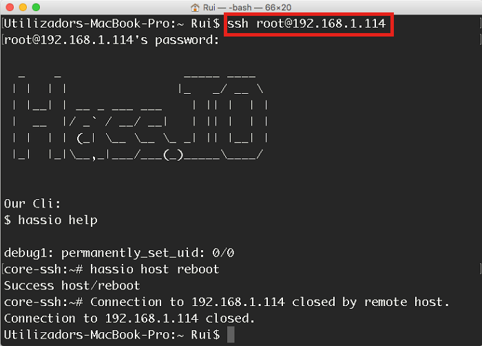 Перезагрузка Pi через SSH в Mac OS X