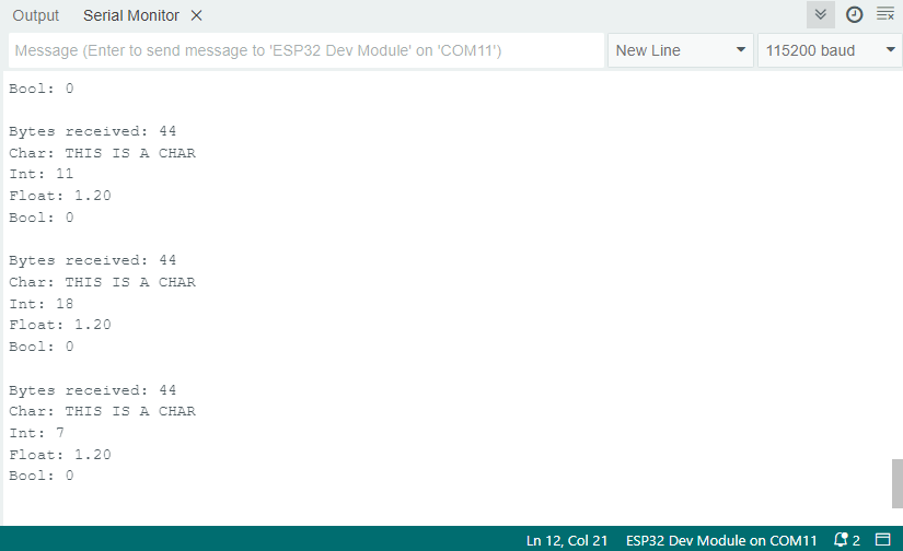 ESP-NOW ESP32 — вывод сообщения получателя в Arduino IDE