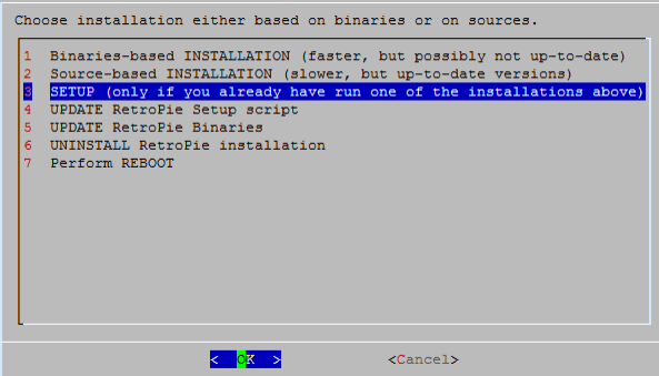 Меню настройки RetroPie