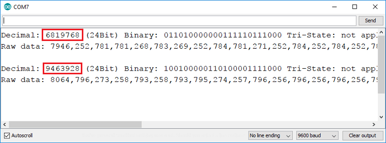 Декодированный RF-сигнал 433 МГц