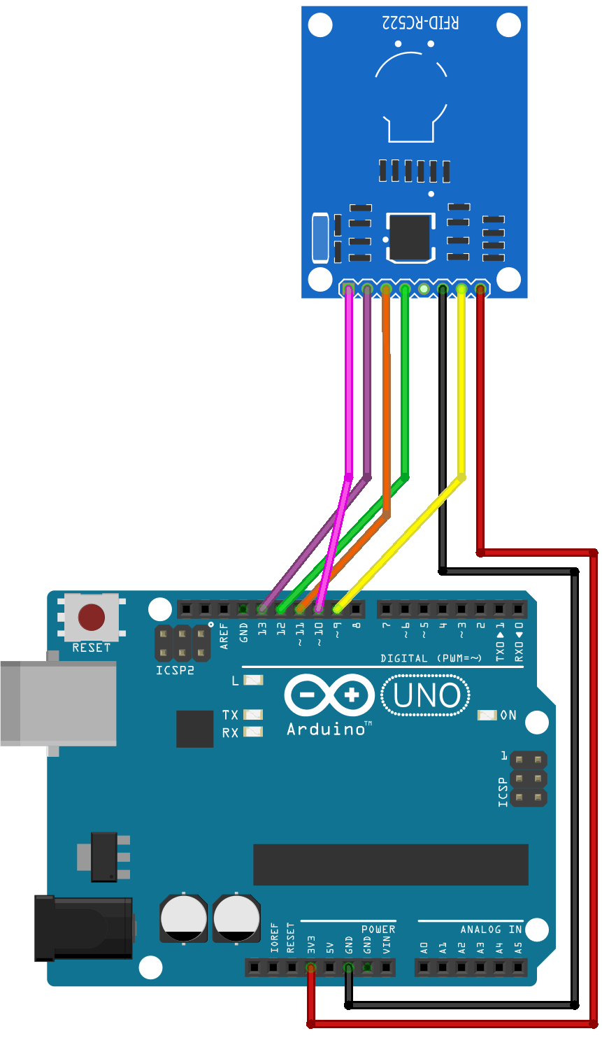 Схема подключения RC522 к Arduino