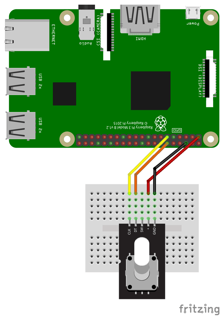 Схема подключения энкодера к Raspberry Pi