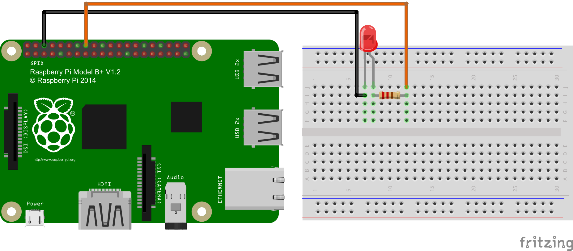 Raspberry Pi светодиод GPIO