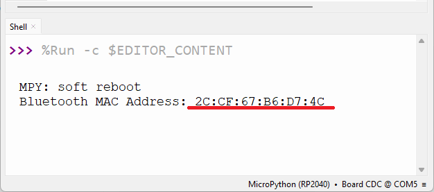 Raspberry Pi Pico - отображение Bluetooth MAC-адреса