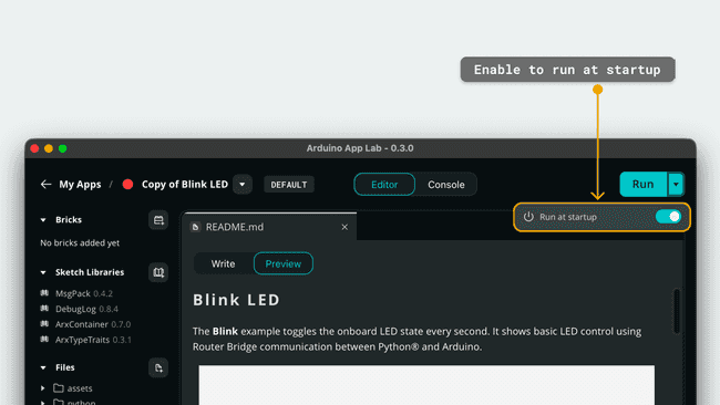 Опция Run at startup