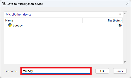 Сохранение main.py на устройство MicroPython