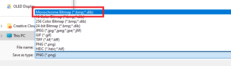 Сохранение изображения в формате монохромного bitmap