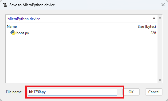 Сохранение bh1750.py на ESP32 ESP8266