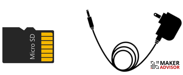 Блок питания и microSD-карта для Raspberry Pi