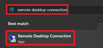 Поиск программы Remote Desktop Connection RDP в Windows PC
