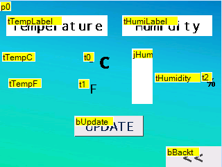 Вторая страница проекта Nextion -- температура и влажность