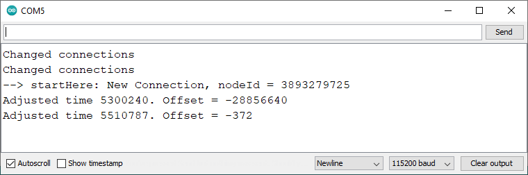 Базовый пример ESP-MESH Serial Monitor, изменённые соединения
