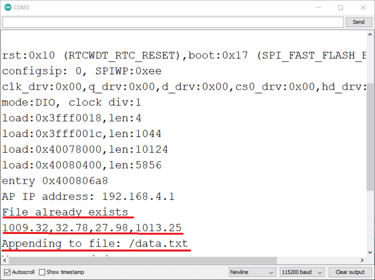 ESP32 BMP388 Высотомер-даталоггер демонстрация Serial Monitor