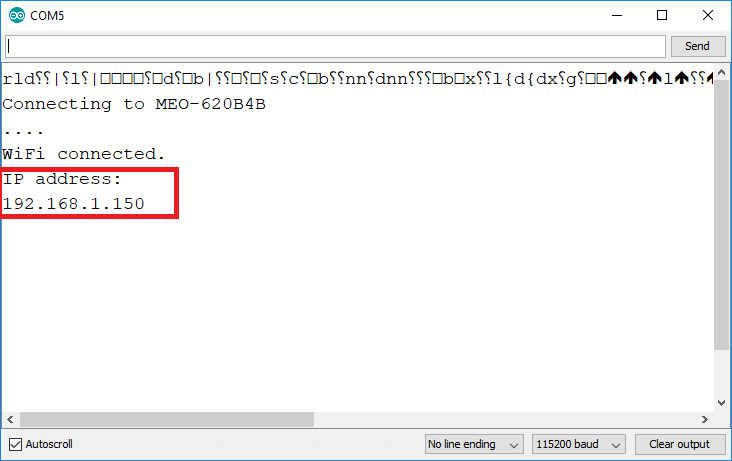 IP-адрес в Serial Monitor