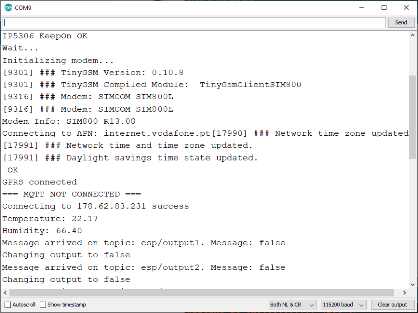 ESP32 SIM800L подключение к интернету через SIM-карту демонстрация облачного MQTT-брокера