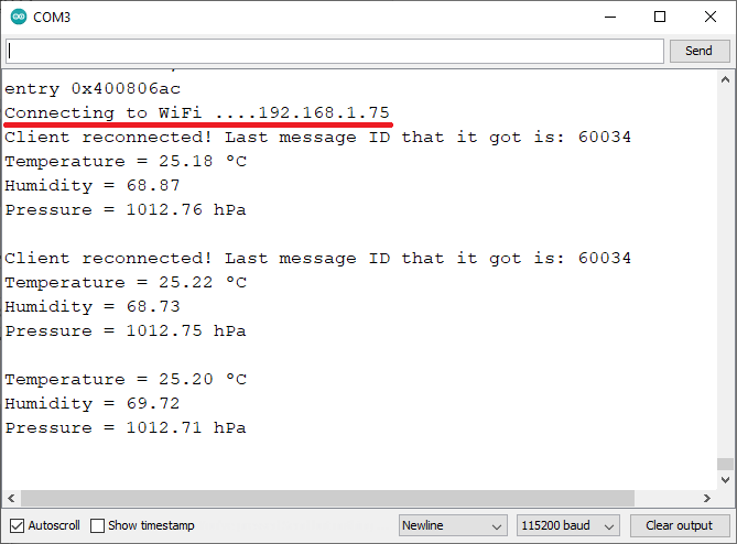 ESP32 веб-сервер с Server Sent Events монитор последовательного порта демонстрация