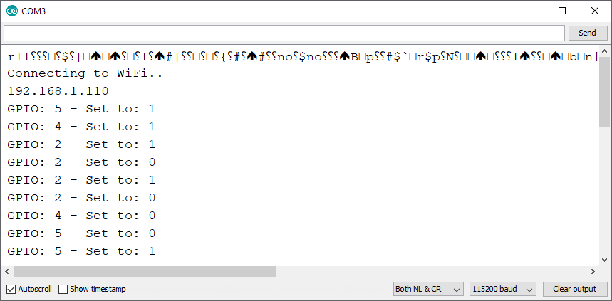 ESP8266 NodeMCU асинхронный веб-сервер Arduino IDE Serial Monitor