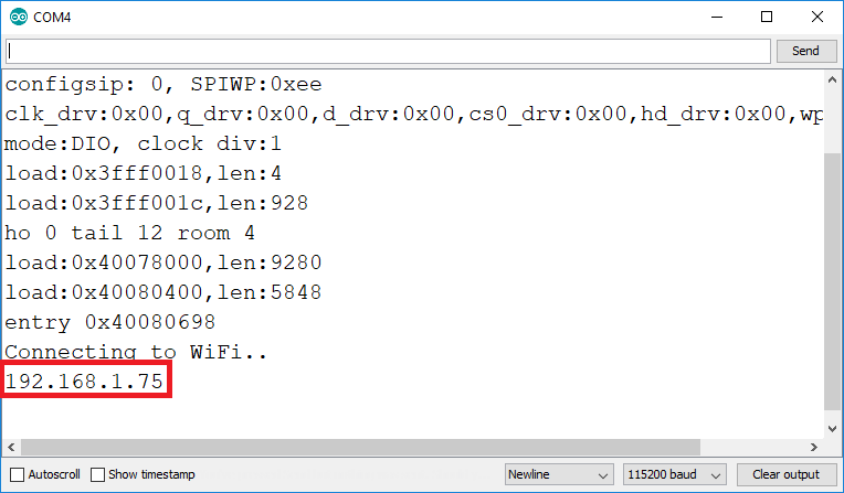 ESP8266 IP-адрес монитор порта Arduino IDE