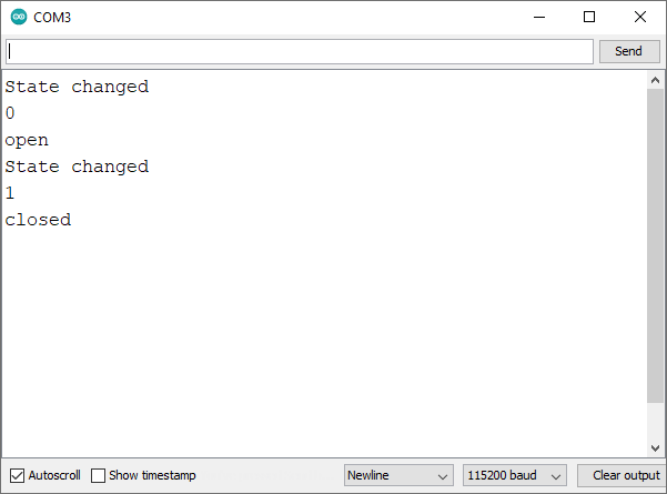 Мониторинг датчика двери ESP32 в Serial Monitor