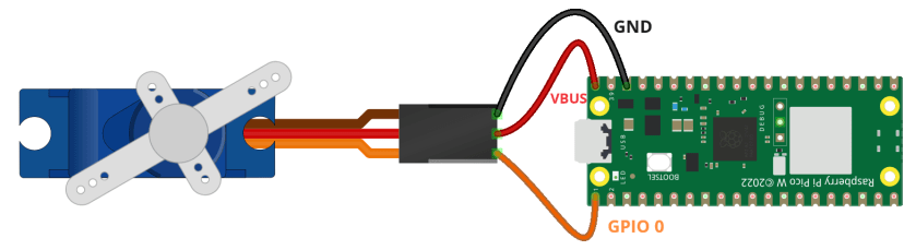 Схема подключения Raspberry Pi Pico к сервоприводу
