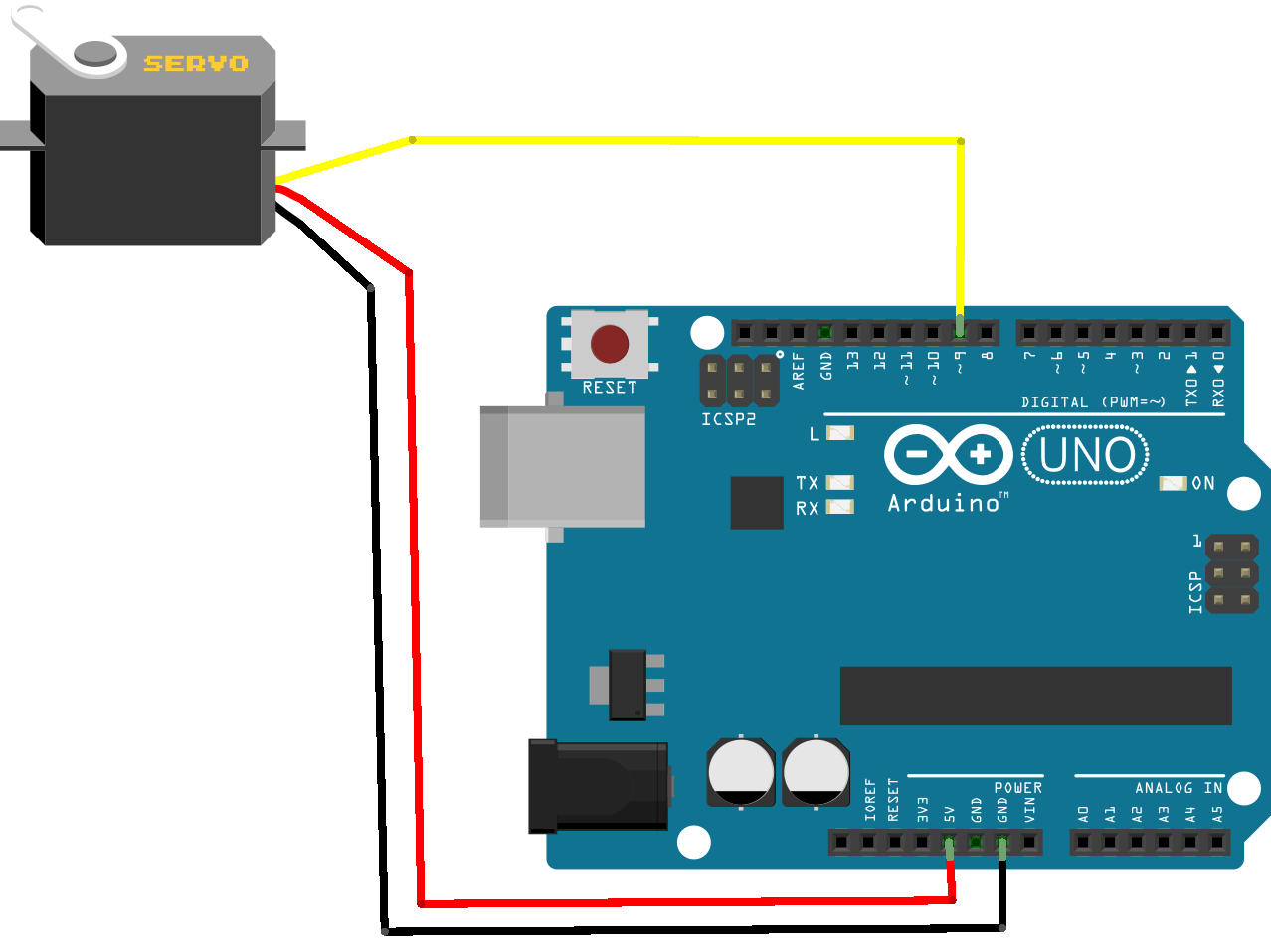 Схема подключения сервопривода к Arduino