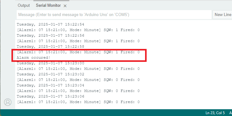 DS3231 с Arduino -- демонстрация настройки будильников в Serial Monitor