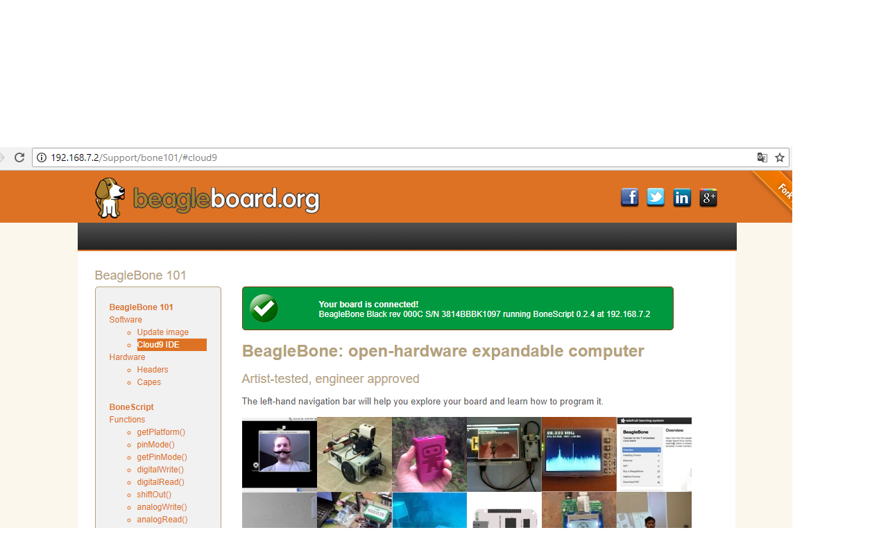 Cloud9 IDE BeagleBone Black