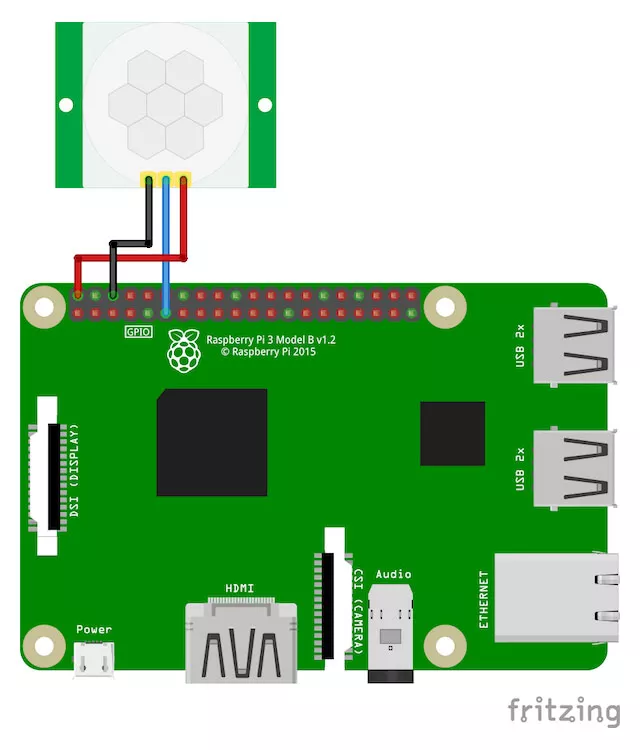Схема подключения датчика движения к Raspberry Pi