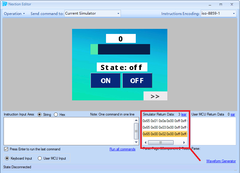 Симулятор в Nextion Editor