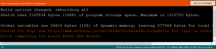 ESP32-CAM Sketch too big error --- неправильная схема разделов